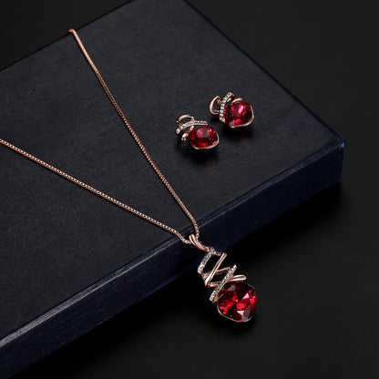 A Maramalive™ Jewelry Set Bridal Necklace Earrings Fashion Jewelry Set with diamonds.