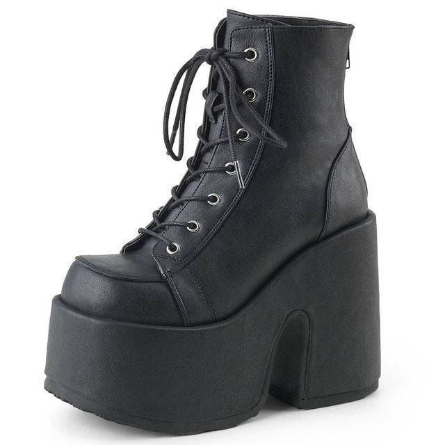 Gothic style platform women's boots black