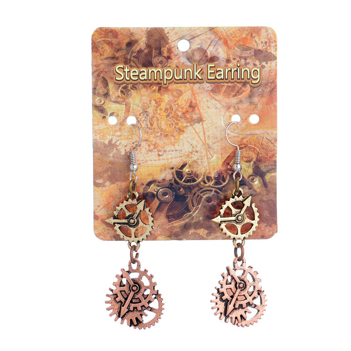 A pair of Maramalive™ Steamopunk Personalized Watch Needle Gear Earrings.