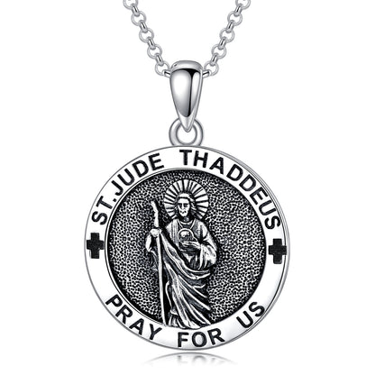 925 Sterling Silver Saint Jude Guardian Pendant Necklace