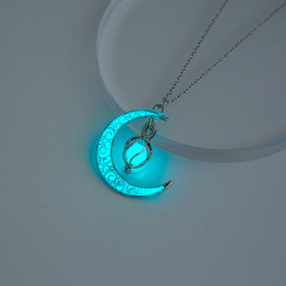 Maramalive™ presents The Halloween Multicoloured Moon Whirlwind Necklace, a glow in the dark crescent necklace.
