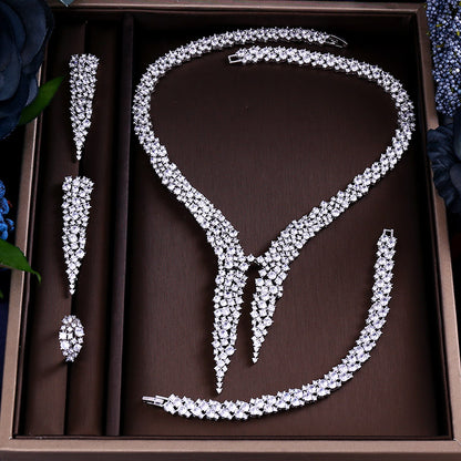 A Water Drop Cubic Zircon Set by Maramalive™ with a necklace, earrings and bracelet.