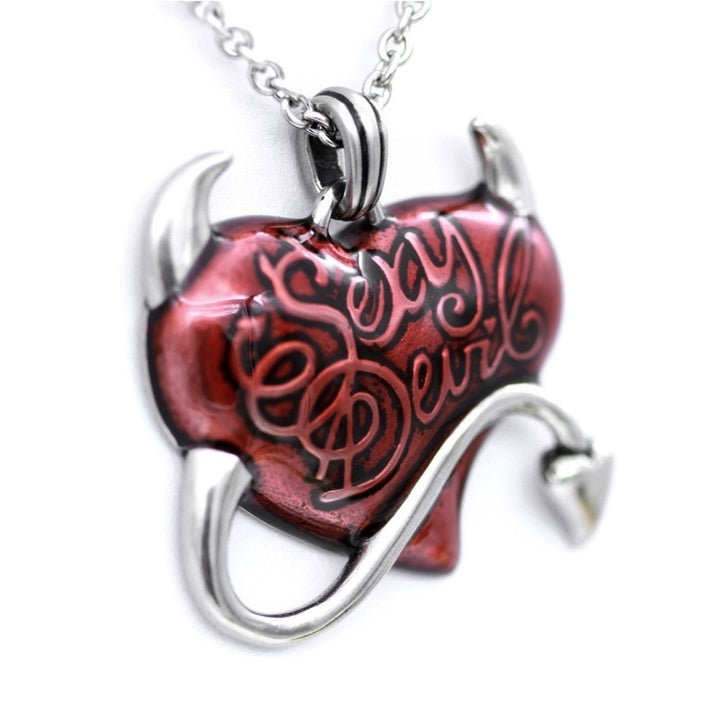 A Personality Demon Heart Pendant Male Gothic Style necklace with a red heart on top of a book by Maramalive™.