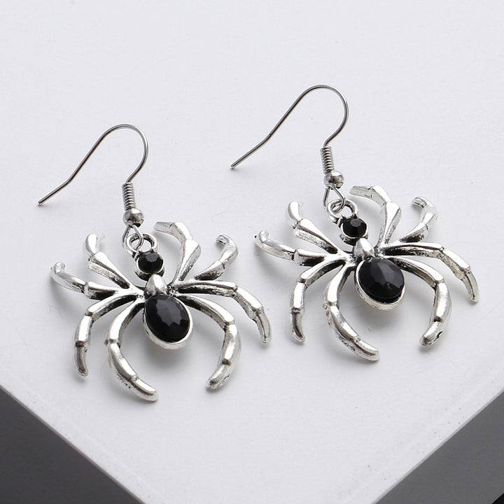 A pair of Alluring Arachnids: Dark Art Gothic Beautiful Style Black Spider Earrings Design Sense Punk by Maramalive™, perfect for arachnid enthusiasts.