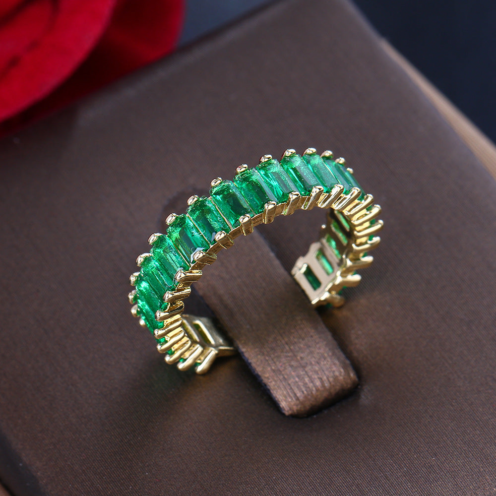 A Gorgeous Fashion Emerald Open Zircon Ring A MUST HAVE from Maramalive™ with a red rose.