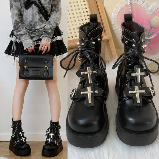 Black For Women Punk Platform Boots