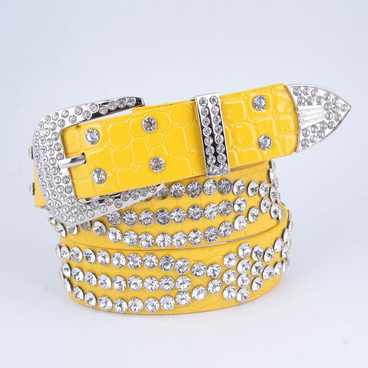 Women's Belt With Diamond-studded Leather Wide Jeans