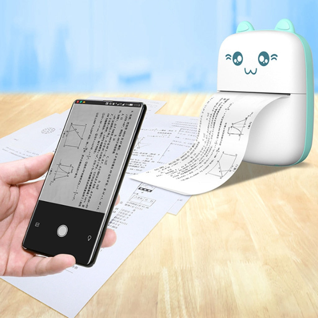Two Mini Printer Portable Mini Bluetooth WiFi New Wrong Printer Mobile Phone Photo Title Note Hot Print Pocket Student Error Label Printer by Maramalive™ shaped printers on a table.