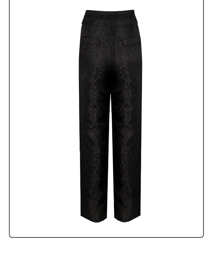 A black women's Cos Medieval Gothic Pants Pirate Pants featuring buttons and lace, made from polyester fiber by Maramalive™.