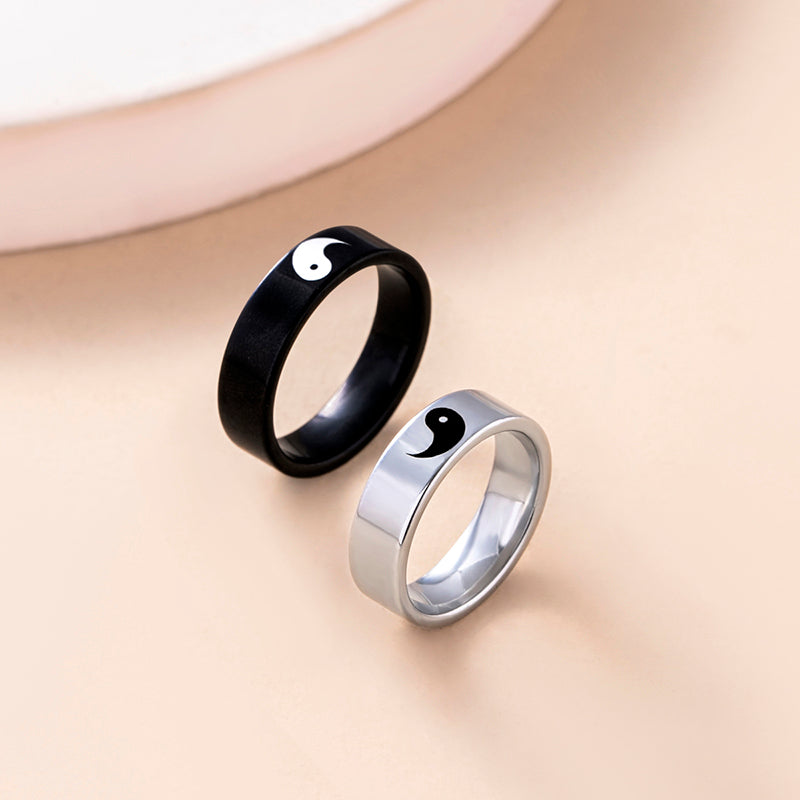 Classic Yin Yang Tai Chi Stainless Steel Couple Ring
