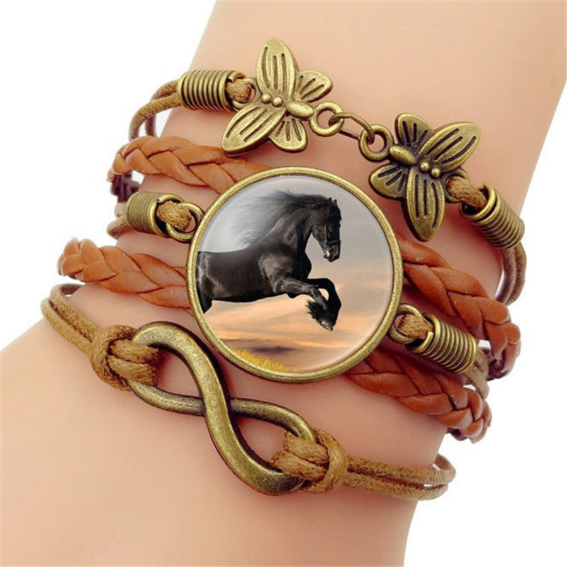 A Maramalive™ Black Horse Bracelet with an image of a horse on it.