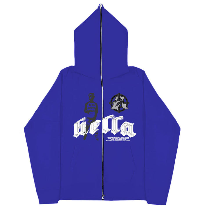 A fashionable Hoodie Heartbeats: A Fashionable Fit for Two - Men's And Women's Hoodies Gothic Zipper Sweatshirt with the word hella on it by Maramalive™ brand.