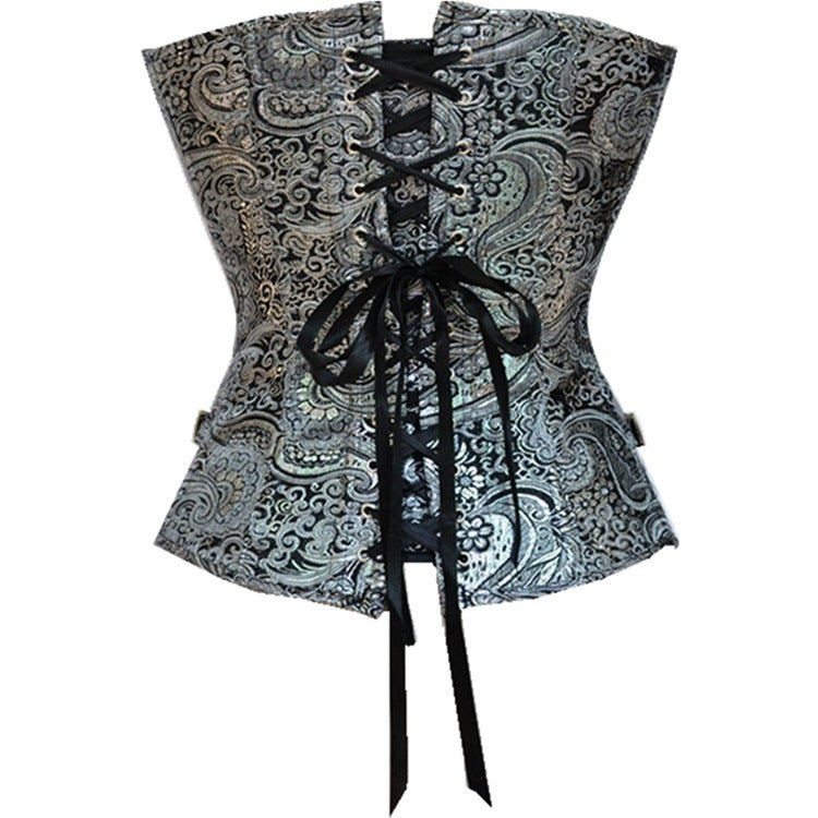 A Gothic Steampunk Court Corset - Victorian Industrial style Bustier with brass buckles, by Maramalive™.