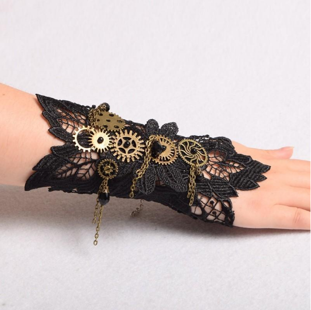 A woman's hand with a Maramalive™ Steampunk Bracelet on it.