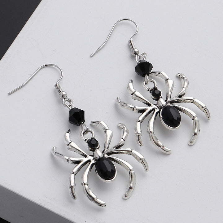 A pair of Alluring Arachnids: Dark Art Gothic Beautiful Style Black Spider Earrings Design Sense Punk by Maramalive™, perfect for arachnid enthusiasts.