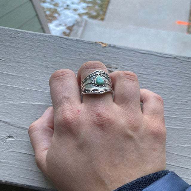 Vintage Boho Turquoise Irregular Ring