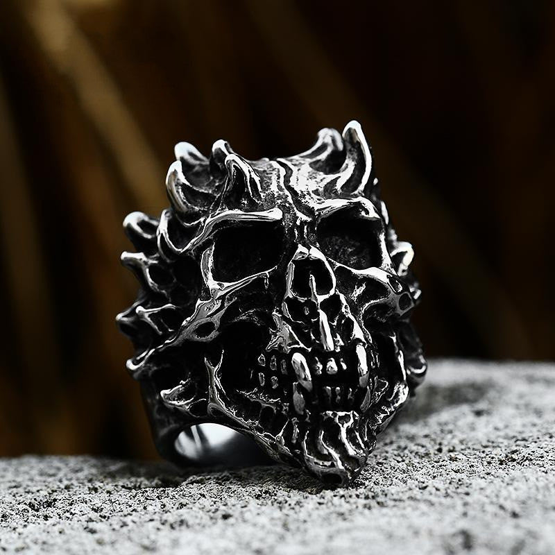 Punk Skull Titanium Ring Vintage Stainless Steel