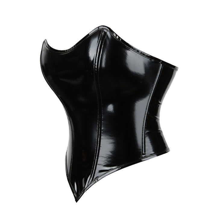 A Maramalive™ Gothic Zippered Leatherette Corset Shapes Your Body on a white background.