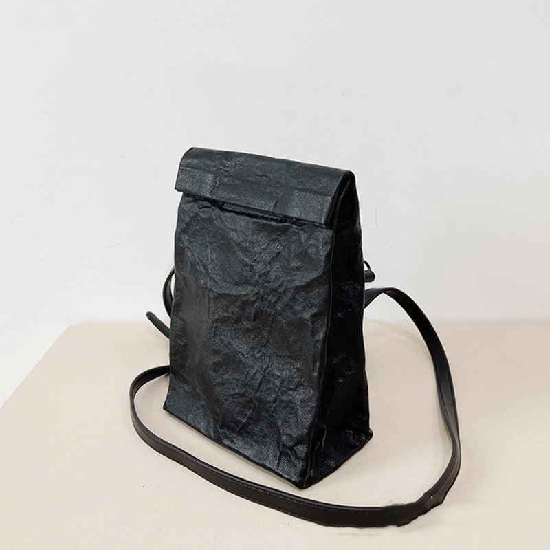 Kraft Crossbody Bag With Crinkled Magnetic Flap
