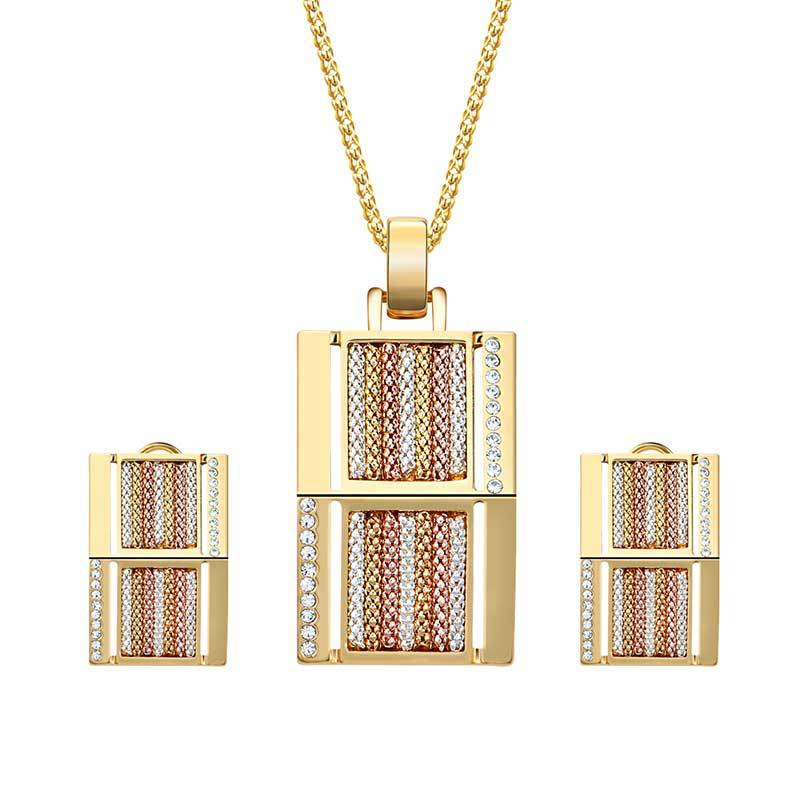 A Maramalive™ Square Two-piece Alloy Jewelry necklace and earring set.