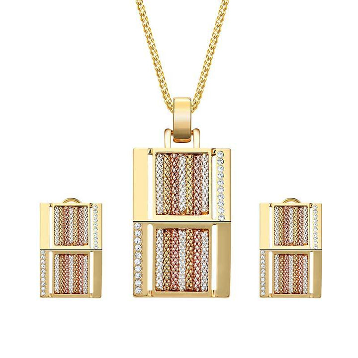A Maramalive™ Square Two-piece Alloy Jewelry necklace and earring set.