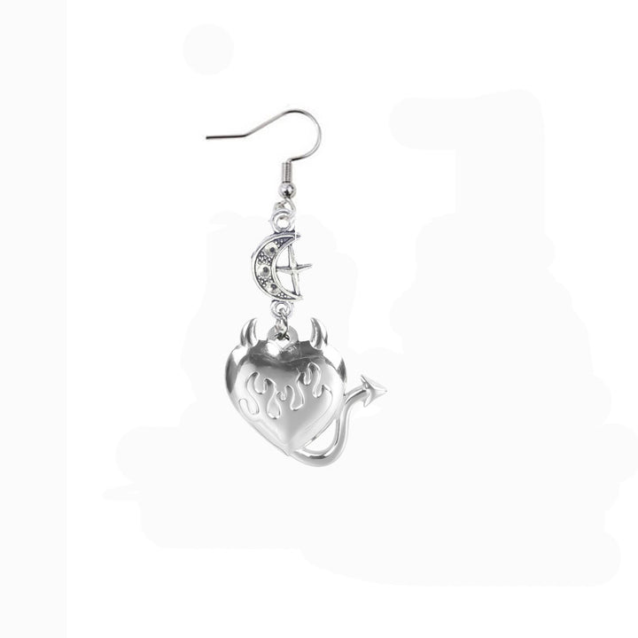 Maramalive™ Forbidden Love: Alluring Heart Earrings with devil horns.