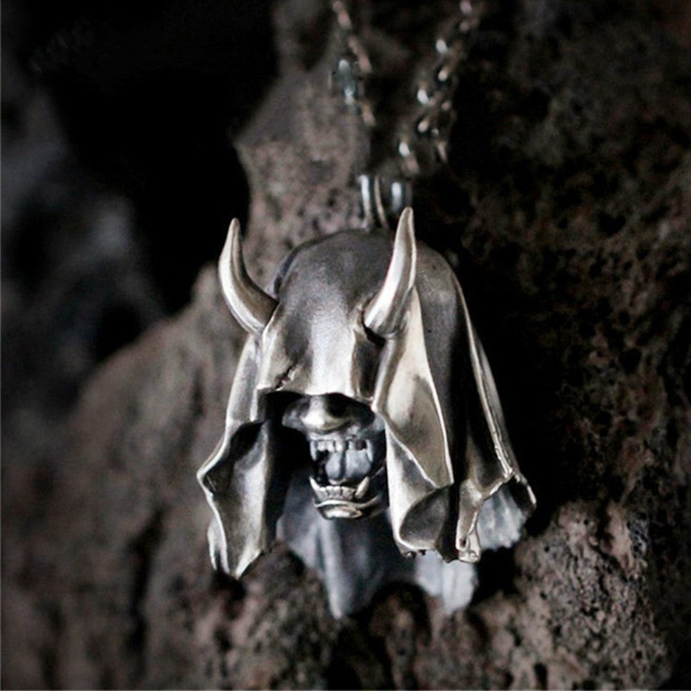 A Horned Demon Mask Pendant Retro Gothic necklace from Maramalive™.