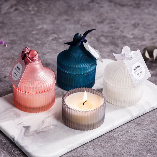 Three Maramalive™ Home Fashion Indoor Scented Candles To Accompany The Gift on a marble tray.