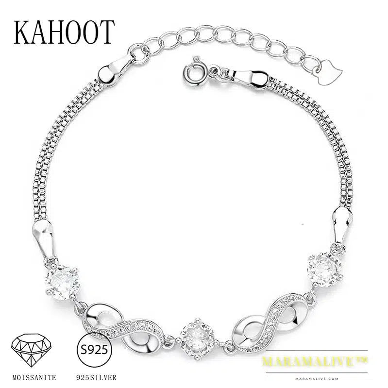 925 Sterling Silver 1.5 Carat Moissanite Eternity Bracelet Women's Fashion Temperament Elegant and Noble Gift for Girlfriend Mom