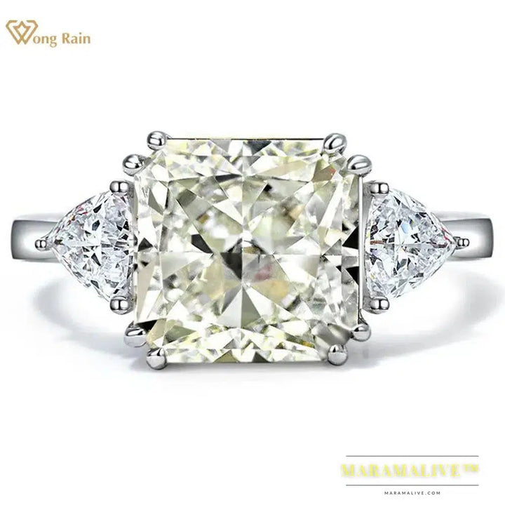 925 Sterling Silver G Color Created Moissanite Gemstone Wedding Engagement Cocktail Ring Ladies Fine Jewelry