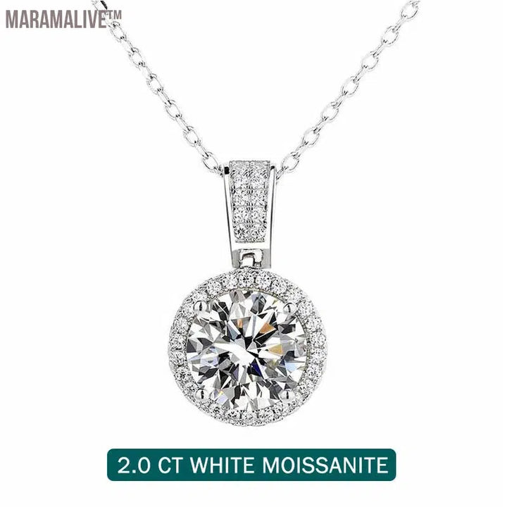 925 Sterling Silver Necklace For Women Real Moissanite Diamonds Pendant With GRA Certificate Neck Chain Fine Jewelry