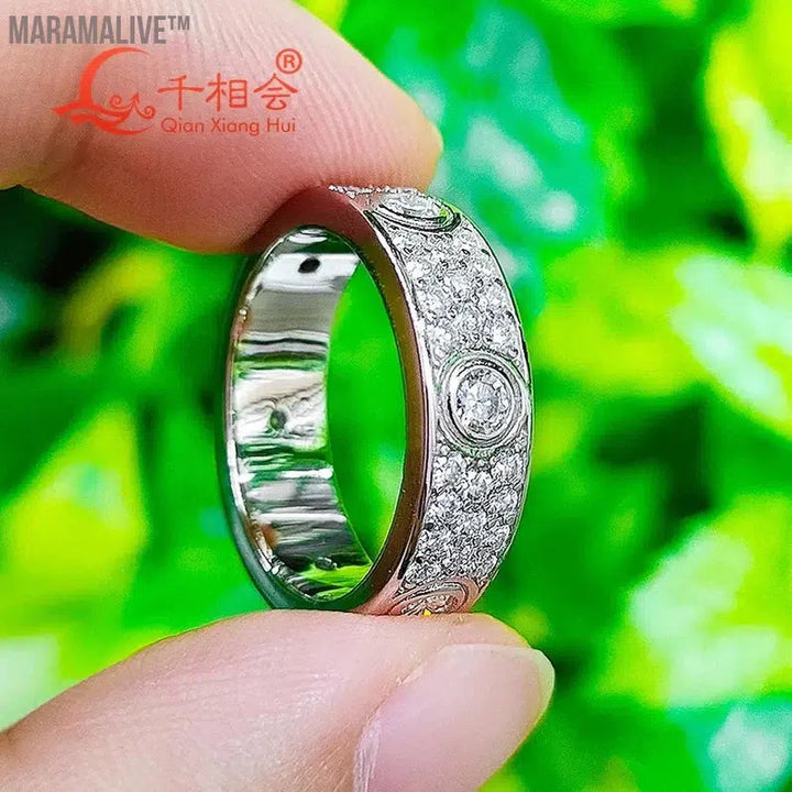 925 silver solid rings Classic Love Three Rows Of Luxury Eternity Ring D VVS Moissanite Wedding Engagement Ring Ladies men