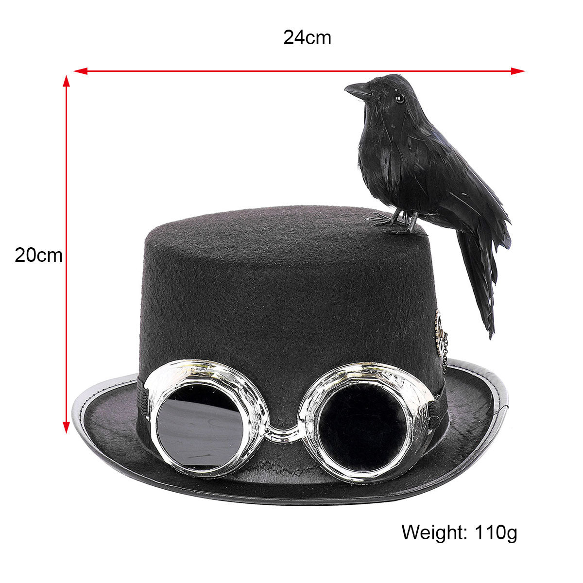 Maramalive™ Steampunk crow hat with goggles.