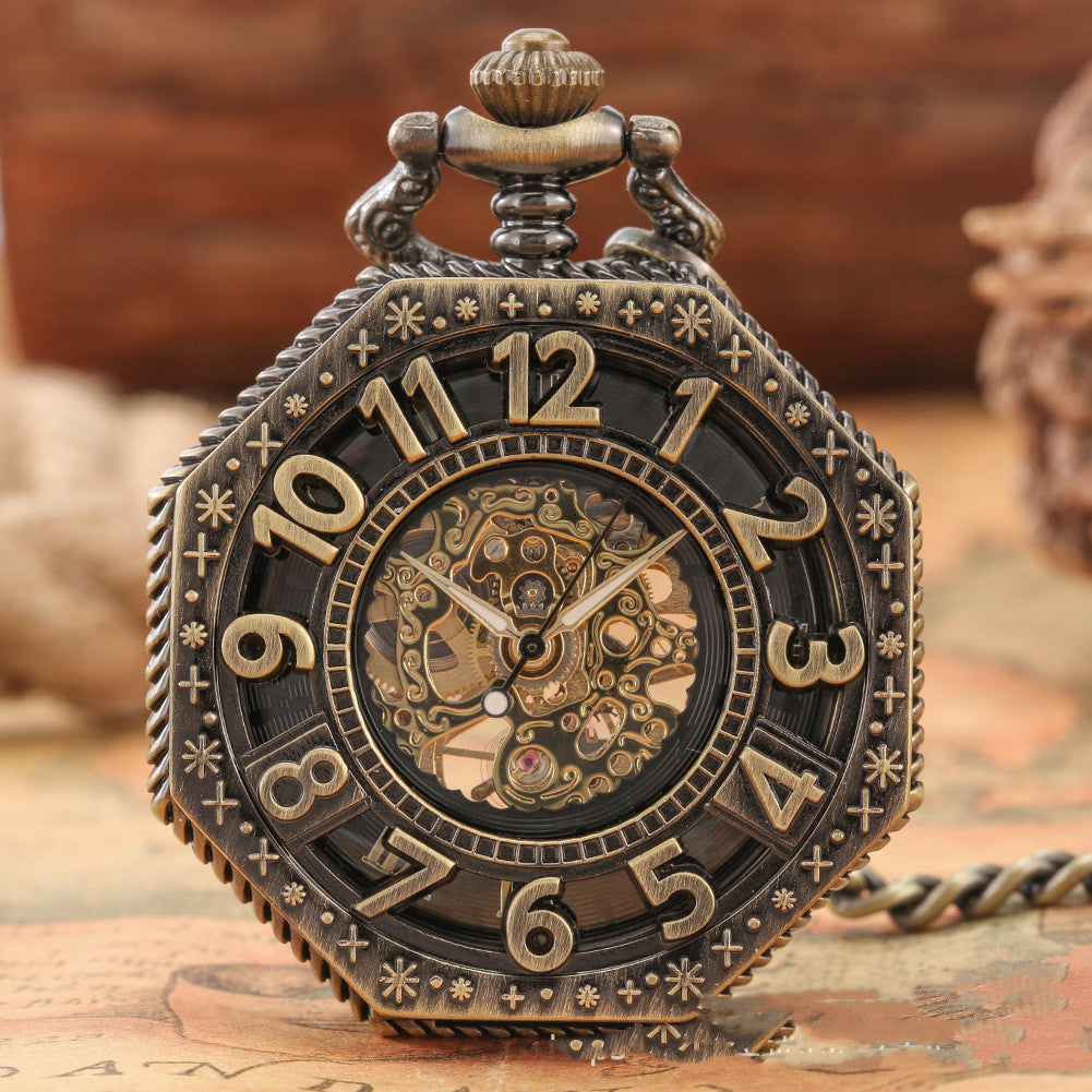 A black Maramalive™ Mechanical Pocket Watch Retro Men's And Women's Watch with a chain on it.