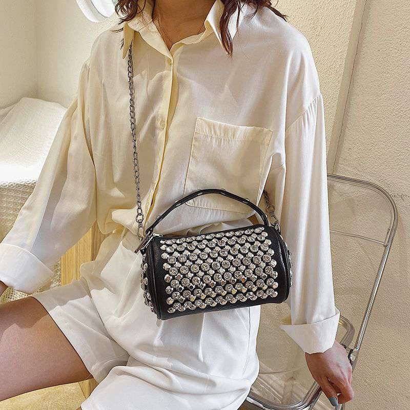 Women's Diamond-studded Small Cylinder Western Style Handbags