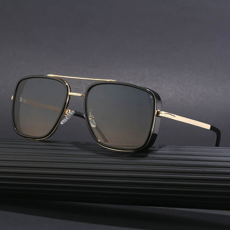 A pair of Maramalive™ Retro steampunk sun protection sunglasses for men sitting on top of a table.