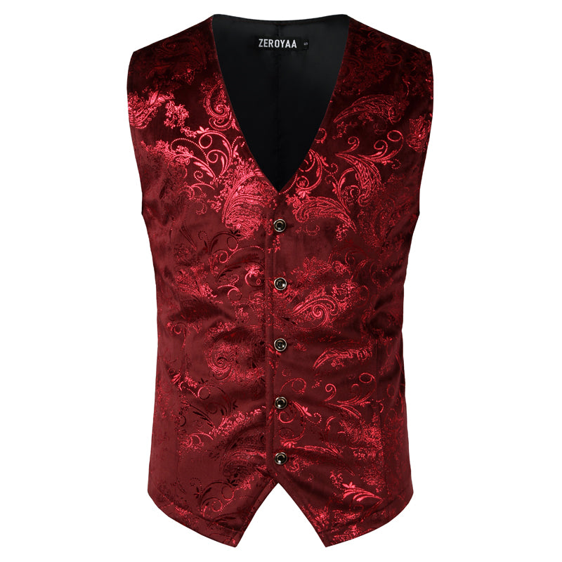 Steampunk Red Vest for Groomsmen Red on Red