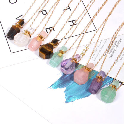 A set of Maramalive™ Crystal Perfume Pendant Necklaces with different colored stones.