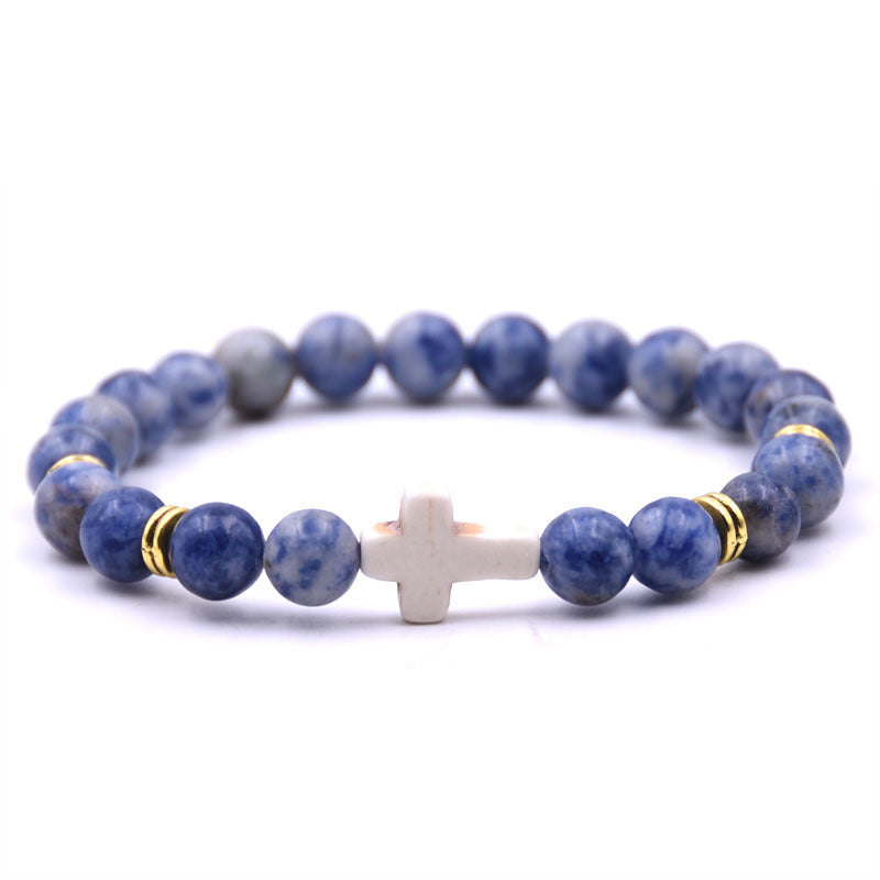 A Maramalive™ Natural Stone White Turquoise Cross Bracelet Multi-color Optional.