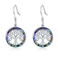 A pair of Maramalive™ Tree of Life Earrings for Women Sterling Sliver Celtic Knot Tree Hook Earrings Small Dangle Drop with Abalone Shell Tree of Life Jewelry.