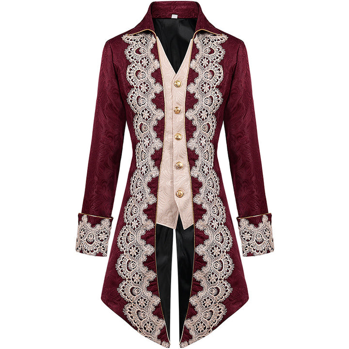 A group of Maramalive™ Renaissance Dovetail Long Coats - Victorian era Tuxedo Jackets in different colors.