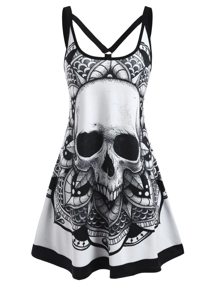 New Maramalive™ Day of the Dead Dress: Skull Printed Sling Style