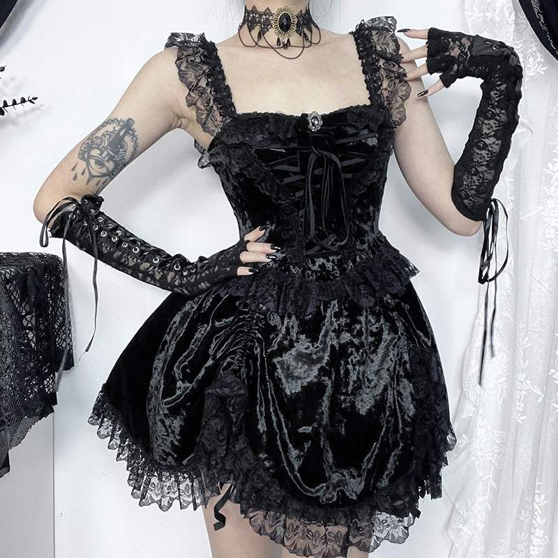 Dark Gothic Style Off-shoulder Dress