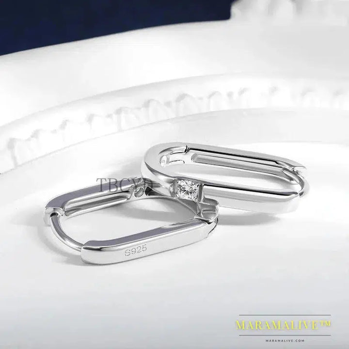 9ct Sterling Silver Moissanite Hoop Earrings | Dazzling Studs