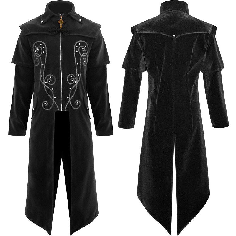 Men's Gothic Halloween Coat Stand Collar Jacket