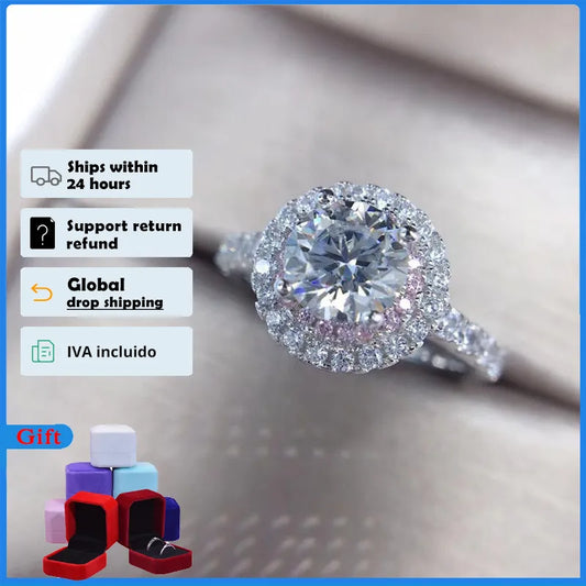 18K White Gold Golor AAA Moissanite Ring for Women Wedding Jewelry 925 Silver Color Customize Ring Name Gift