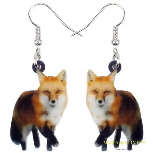 Acrylic Unique Walking Fox Earrings Big Long Dangle Drop Fashion Jewelry For Women Girls Teens Animal Charms Gift