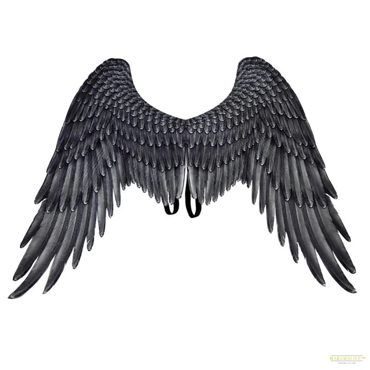 Adult Halloween Black White Feathers 3D Angel Wings Cosplay Costume Mardi Gras Mysterious Play Dress Up Carnival Accessories