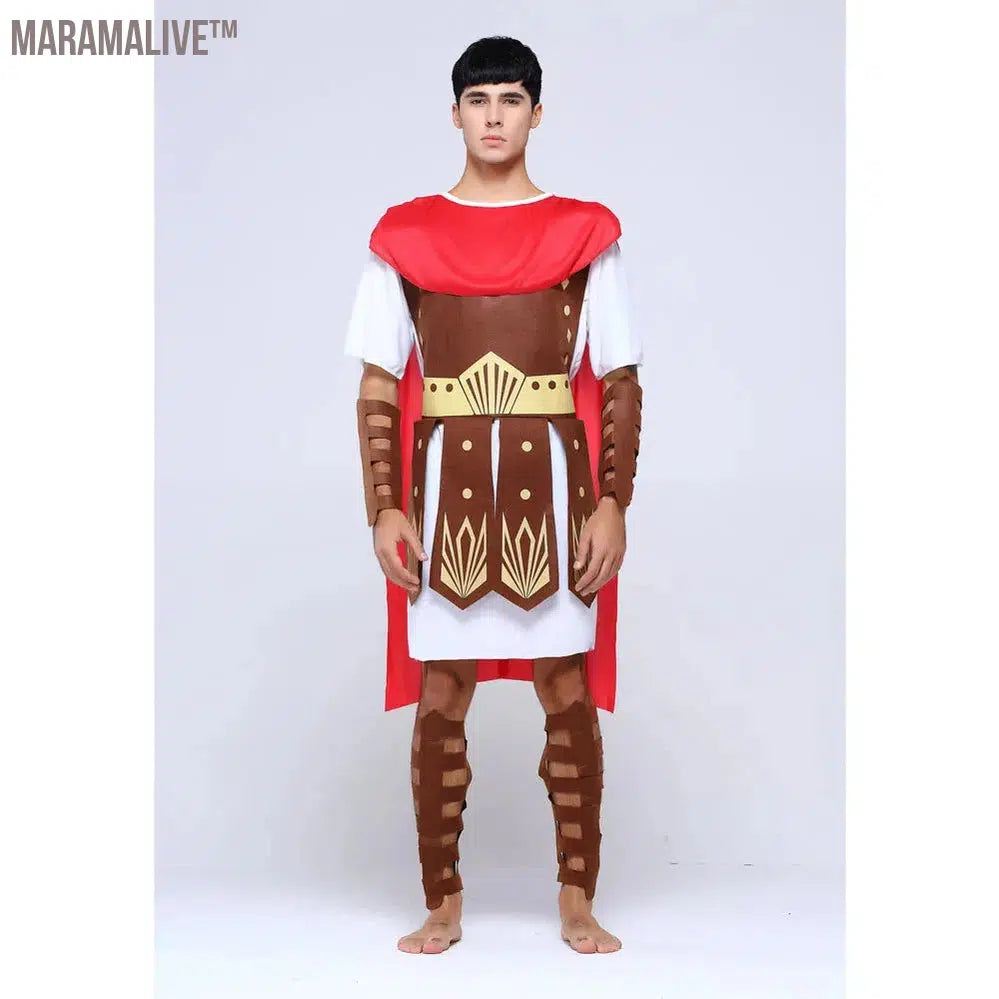 Adult Men Greek Roman Warrior Gladiator Costume Knight Julius Caesar Costumes Halloween Carnival Mardi Gras Fancy Dress Umorden