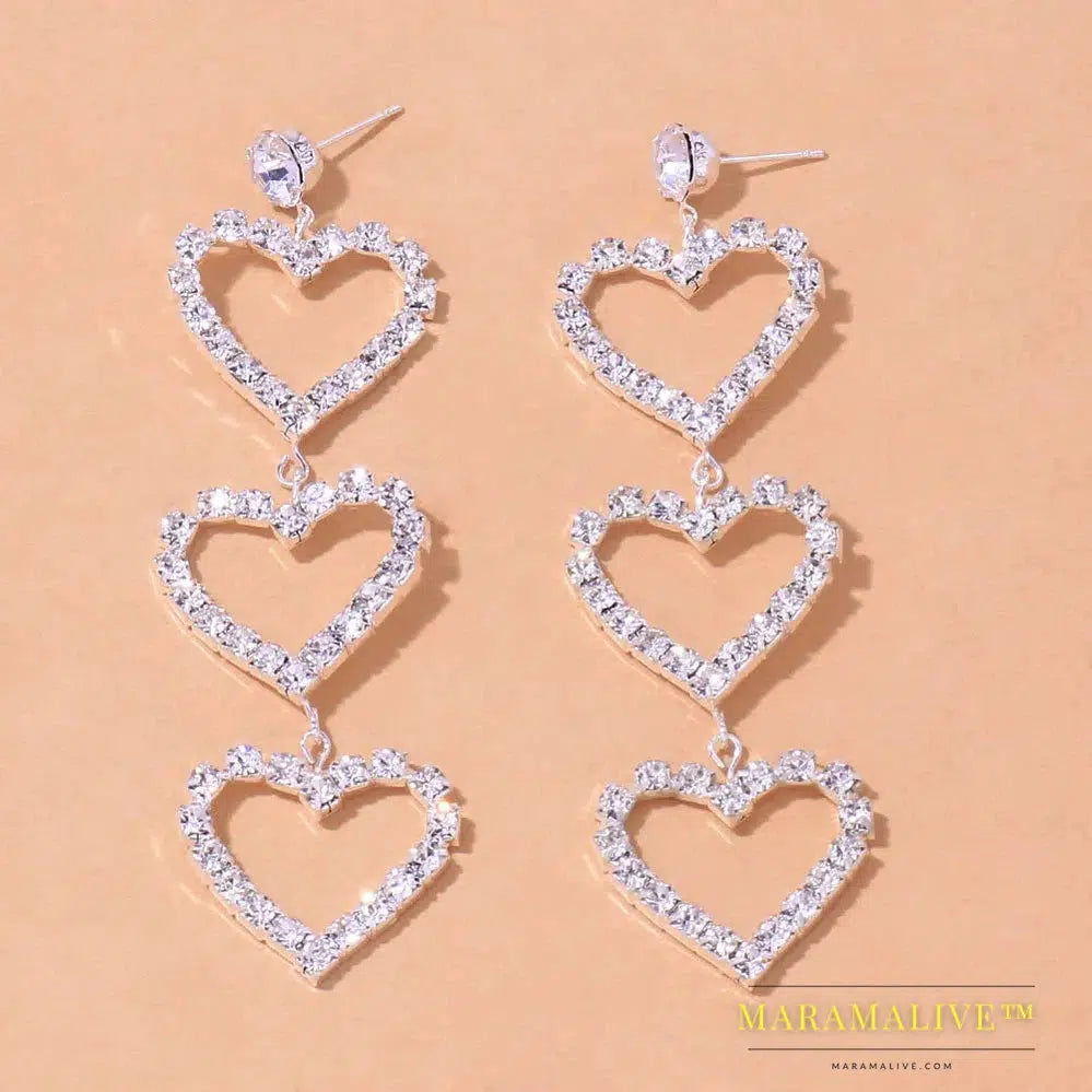 Aesthetic Letter Earrings Designer Luxury for Women 2021 Fahsion Jewelry Rhinestone Designer Piercing Heart Earrings